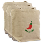 Chili Peppers Reusable Cotton Grocery Bags - Set of 3 (Personalized)