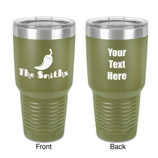 Custom Chili Peppers 30 oz Stainless Steel Tumbler - Olive - Double-Sided (Personalized)