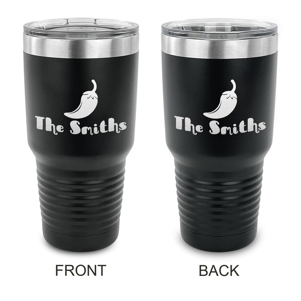 Custom Chili Peppers 30 oz Stainless Steel Tumbler - Black - Double Sided (Personalized)