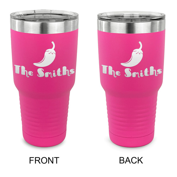 Custom Chili Peppers 30 oz Stainless Steel Tumbler - Pink - Double Sided (Personalized)