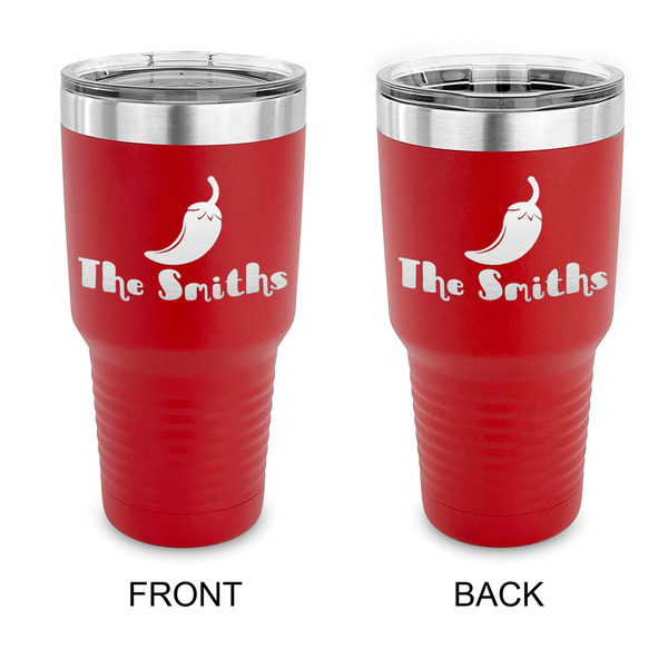 Custom Chili Peppers 30 oz Stainless Steel Tumbler - Red - Double Sided (Personalized)