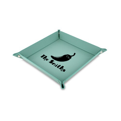 Chili Peppers 6" x 6" Teal Faux Leather Valet Tray (Personalized)