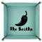 Chili Peppers 9" x 9" Teal Leatherette Snap Up Tray - FOLDED