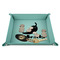 Chili Peppers 9" x 9" Teal Leatherette Snap Up Tray - STYLED