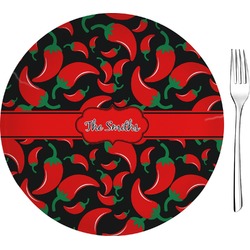 Chili Peppers Glass Appetizer / Dessert Plate 8" (Personalized)
