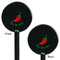 Chili Peppers Black Plastic 5.5" Stir Stick - Double Sided - Round - Front & Back