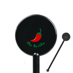 Chili Peppers 5.5" Round Plastic Stir Sticks - Black - Double Sided (Personalized)