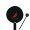 Chili Peppers Black Plastic 5.5" Stir Stick - Round - Closeup