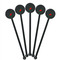 Chili Peppers Black Plastic 5.5" Stir Stick - Round - Fan View