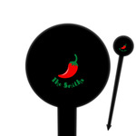 Chili Peppers 6" Round Plastic Food Picks - Black - Single Sided (Personalized)