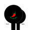 Chili Peppers Black Plastic 6" Food Pick - Round - Single Sided - Front & Back