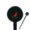 Chili Peppers Black Plastic 7" Stir Stick - Round - Closeup