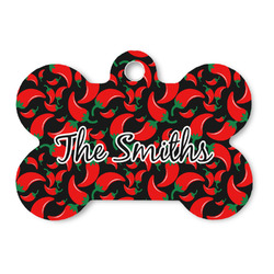 Chili Peppers Bone Shaped Dog ID Tag - Large (Personalized)
