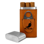 Chili Peppers Cigar Case with Cutter - Rawhide - Double Sided (Personalized)