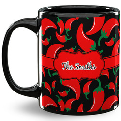 Chili Peppers 11 Oz Coffee Mug - Black (Personalized)