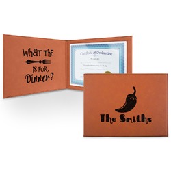 Chili Peppers Leatherette Certificate Holder - Front and Inside (Personalized)