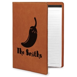 Chili Peppers Leatherette Portfolio with Notepad - Large - Double Sided (Personalized)