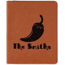 Chili Peppers Leatherette Zipper Portfolio with Notepad - Single Sided (Personalized)