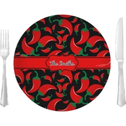 Chili Peppers Glass Lunch / Dinner Plate 10" (Personalized)