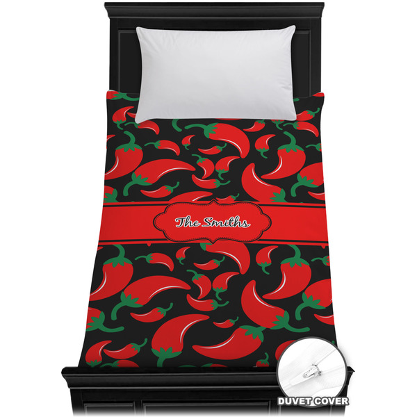 Custom Chili Peppers Duvet Cover - Twin XL (Personalized)