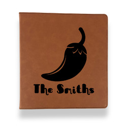 Chili Peppers Leather Binder - 1" - Rawhide (Personalized)
