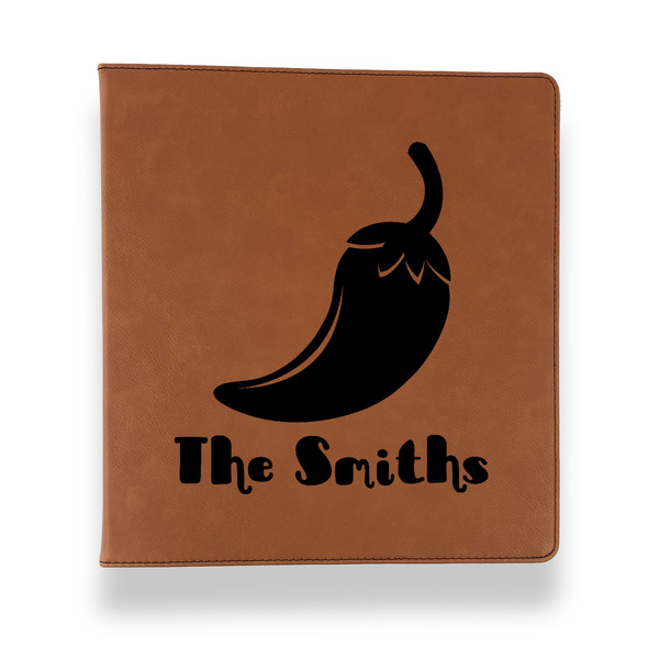 Custom Chili Peppers Leather Binder - 1" - Rawhide (Personalized)