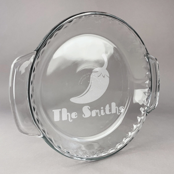 Custom Chili Peppers Glass Pie Dish - 9.5in Round (Personalized)