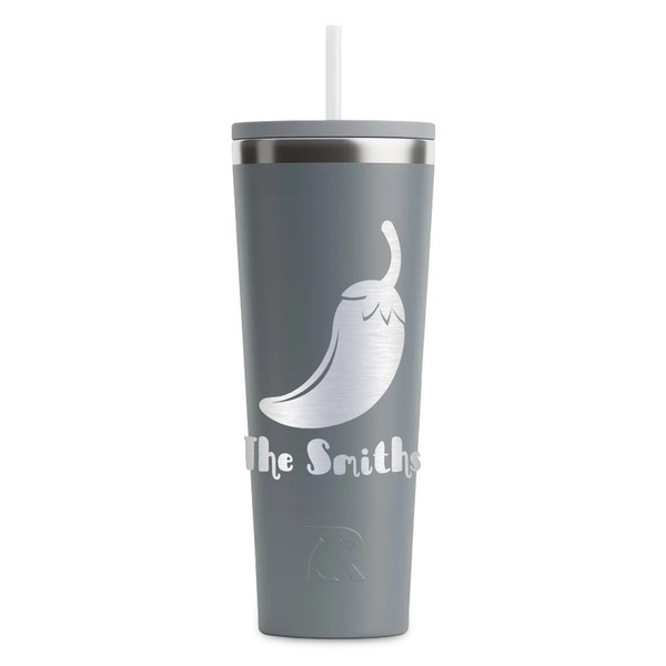 Custom Chili Peppers RTIC Everyday Tumbler with Straw - 28oz - Grey - Single-Sided (Personalized)