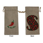 Chili Peppers Large Burlap Gift Bag - Front & Back (Personalized)