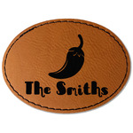 Chili Peppers Faux Leather Iron On Patch - Oval (Personalized)