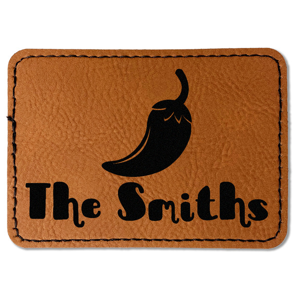 Custom Chili Peppers Faux Leather Iron On Patch - Rectangle (Personalized)