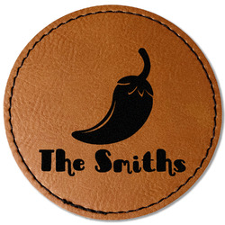 Chili Peppers Faux Leather Iron On Patch - Round (Personalized)