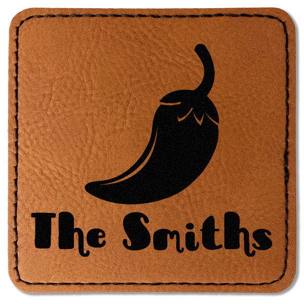 Custom Chili Peppers Faux Leather Iron On Patch - Square (Personalized)