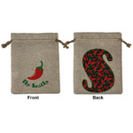 Chili Peppers Medium Burlap Gift Bag - Front & Back (Personalized)