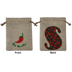 Chili Peppers Medium Burlap Gift Bag - Front & Back (Personalized)