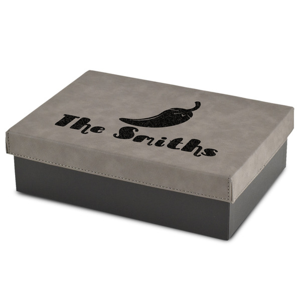 Custom Chili Peppers Medium Gift Box w/ Engraved Leather Lid (Personalized)