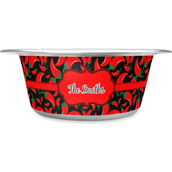 Chili Peppers Stainless Steel Dog Bowl - Medium (Personalized)