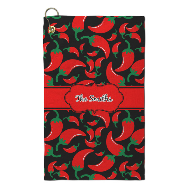 Custom Chili Peppers Microfiber Golf Towel - Small (Personalized)