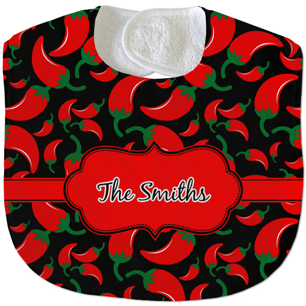 Custom Chili Peppers Velour Baby Bib w/ Name or Text