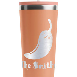 Chili Peppers RTIC Everyday Tumbler with Straw - 28oz - Peach - Single-Sided (Personalized)