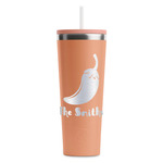 Chili Peppers RTIC Everyday Tumbler with Straw - 28oz - Peach - Double-Sided (Personalized)