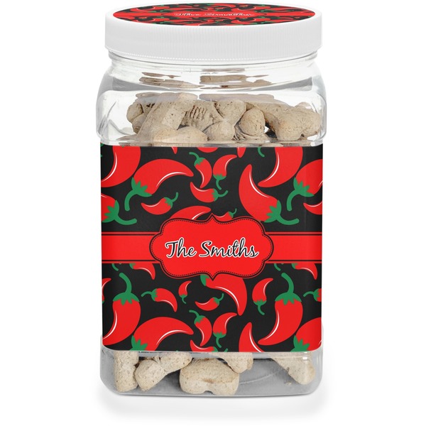 Custom Chili Peppers Dog Treat Jar (Personalized)