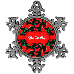 Chili Peppers Vintage Snowflake Ornament (Personalized)