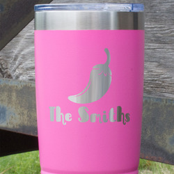 Chili Peppers 20 oz Stainless Steel Tumbler - Pink - Double Sided (Personalized)