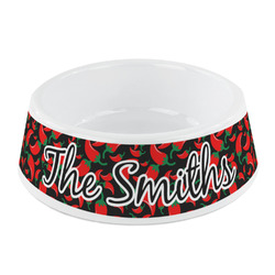 Chili Peppers Plastic Dog Bowl - Small (Personalized)