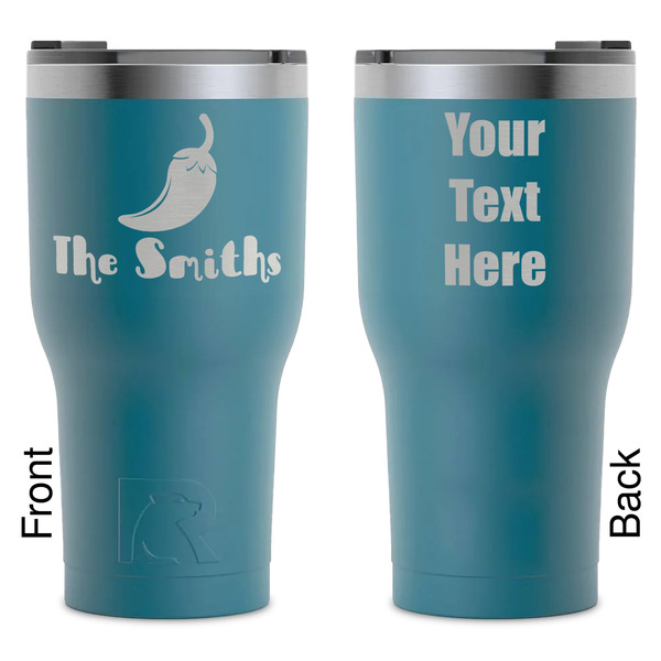 Custom Chili Peppers RTIC Tumbler - Dark Teal - Laser Engraved - Double-Sided (Personalized)