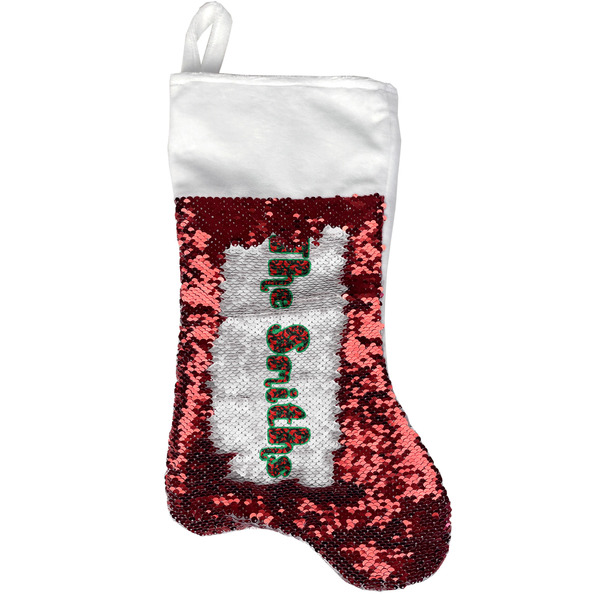 Custom Chili Peppers Reversible Sequin Stocking - Red (Personalized)