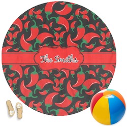 Chili Peppers Round Beach Towel (Personalized)
