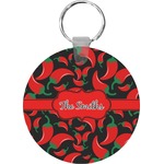 Chili Peppers Round Plastic Keychain (Personalized)