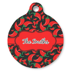 Chili Peppers Round Pet ID Tag - Large (Personalized)